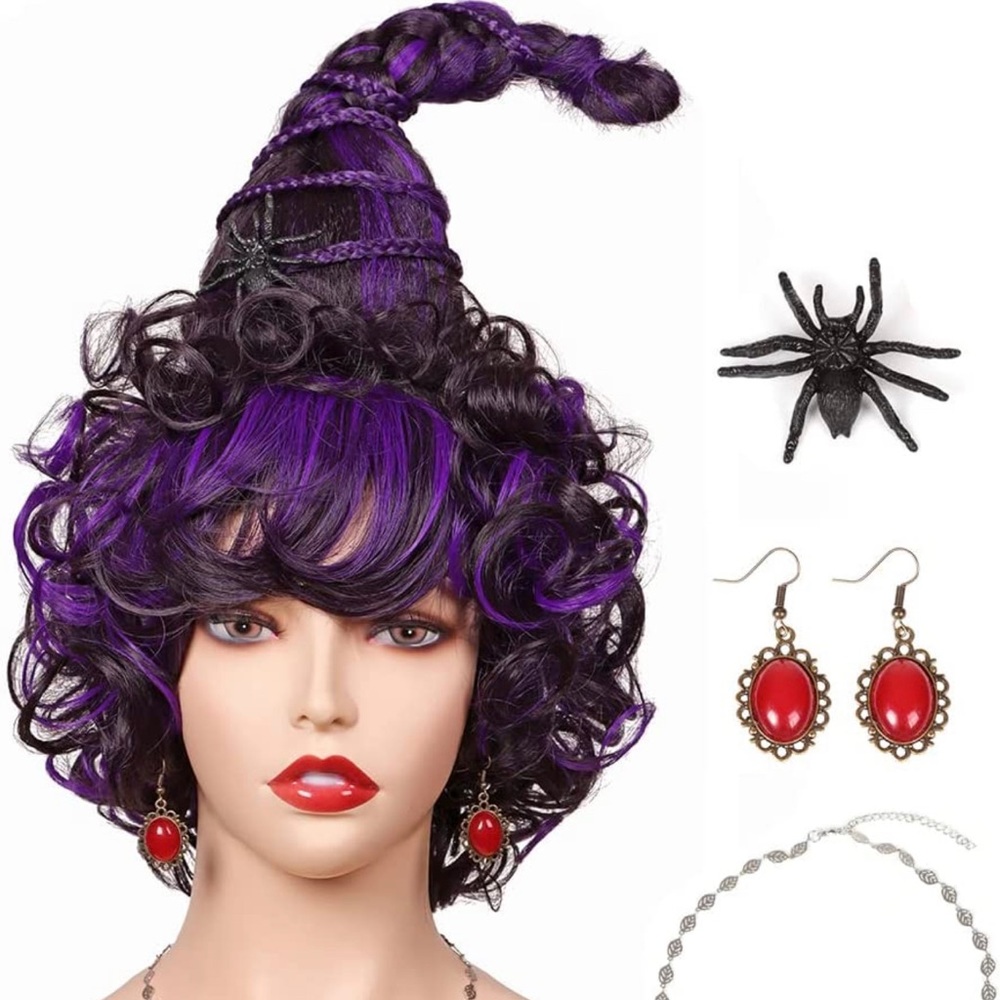 Sanderson Sisters Hocus Pocus Purple Black Wig